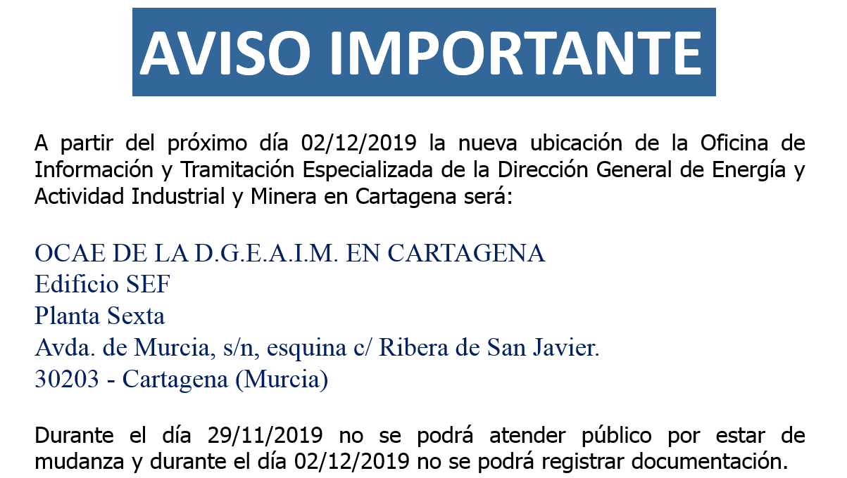 Nueva ubicación de la Oficina de Información y Tramitación Especializada en Cartagena